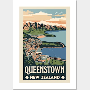 A Vintage Travel Art of Queenstown - New Zealand Posters and Art